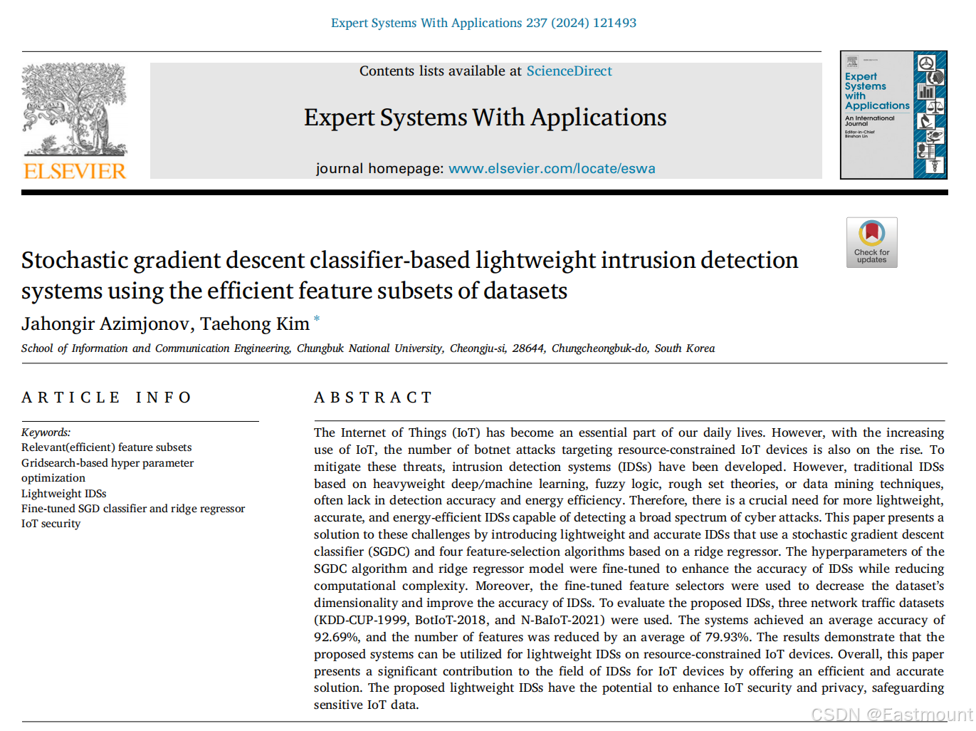 [论文阅读] (34)ESWA2024 基于SGDC的轻量级入侵检测系统